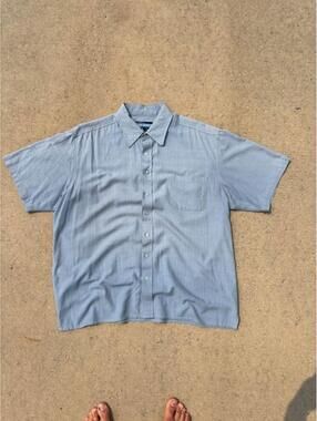 Point Zero Light Blue Short Sleeve Button-Up Shirt Size L